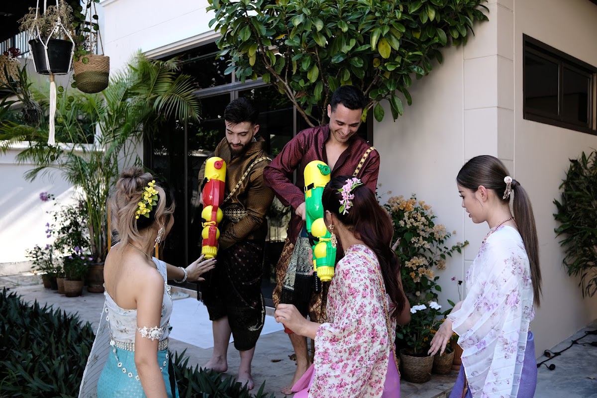 Friends celebrating Songkran together